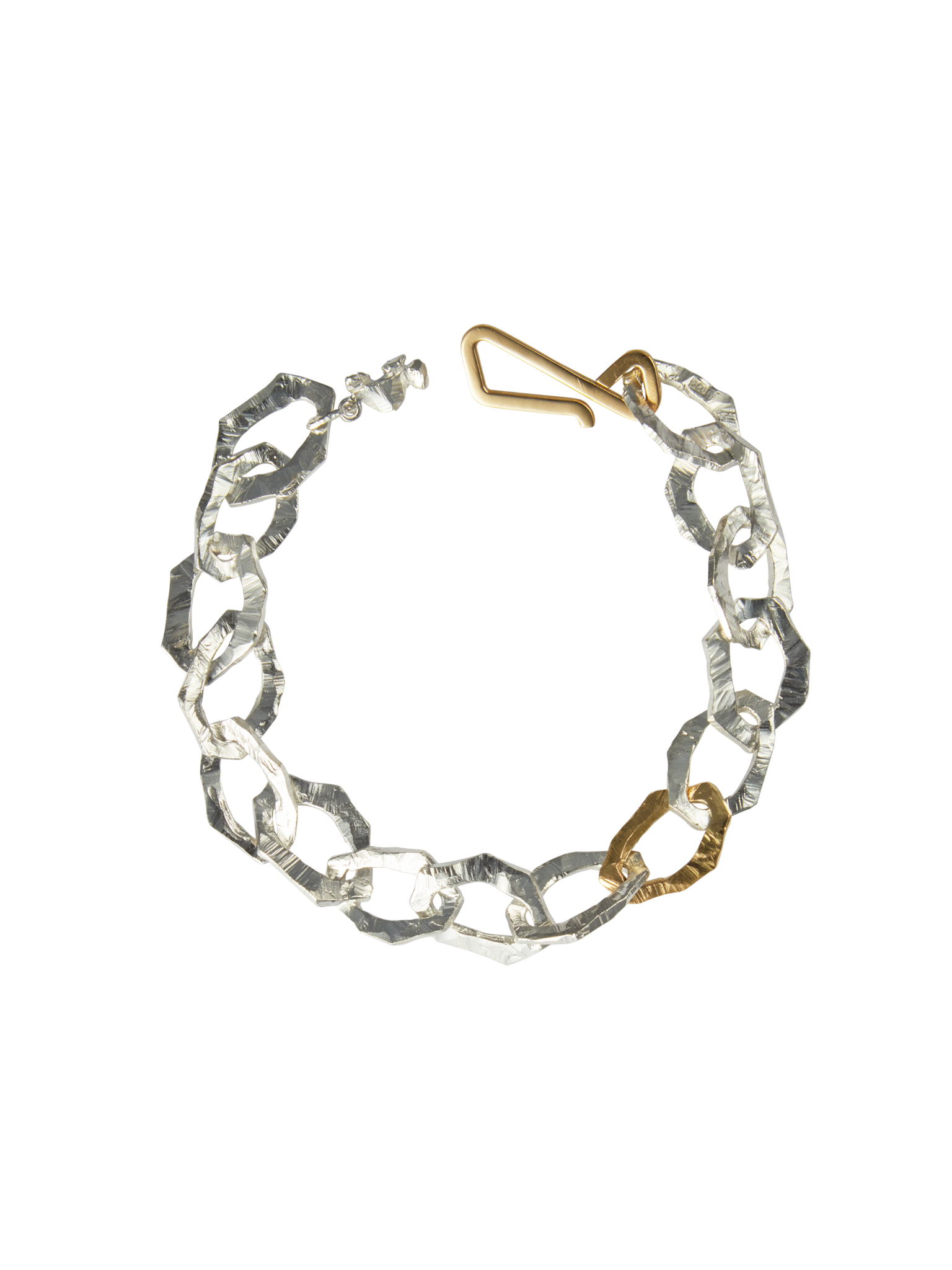 Grim large bracelet with gold link in silver and 18k yellow gold